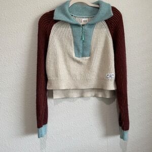 BDG‎ Urban Outfitters XS Connor Colorblock Half-Zip Sweater Cropped Cozy Boho
